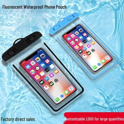 Fluorescent Waterproof Phone Bag with Luminous Lanyard for Outdoor Swimming.