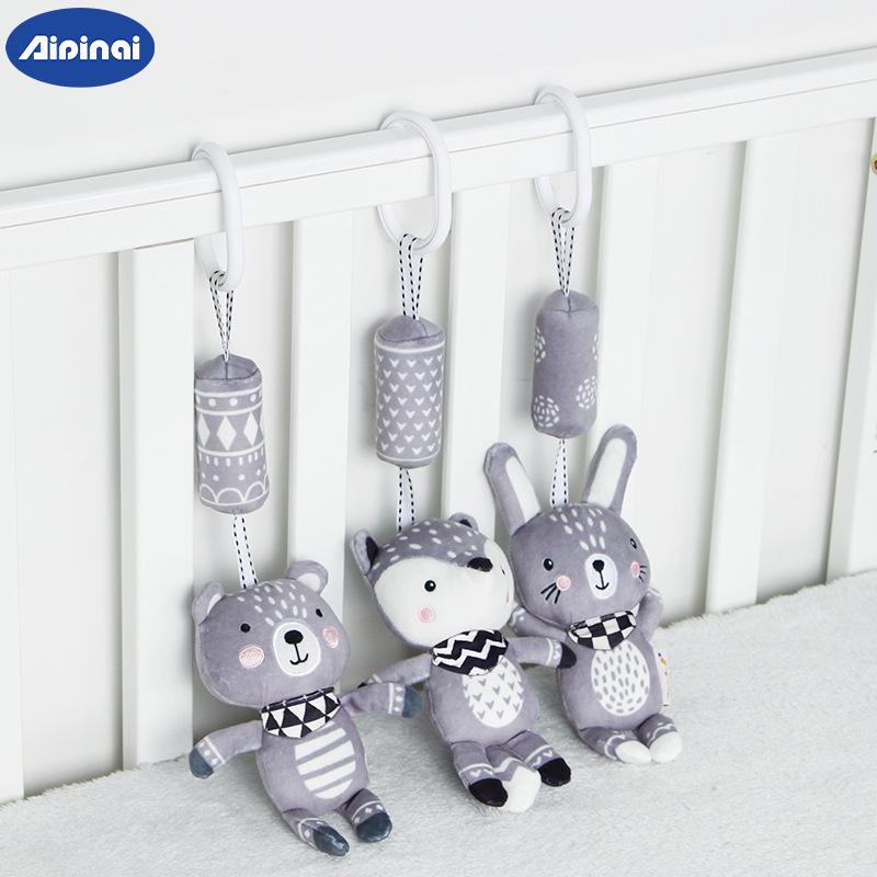 Aipinqi Baby Toys: Grey Plush Wind Chimes & Stroller Ornaments for Crib and Car Hanging