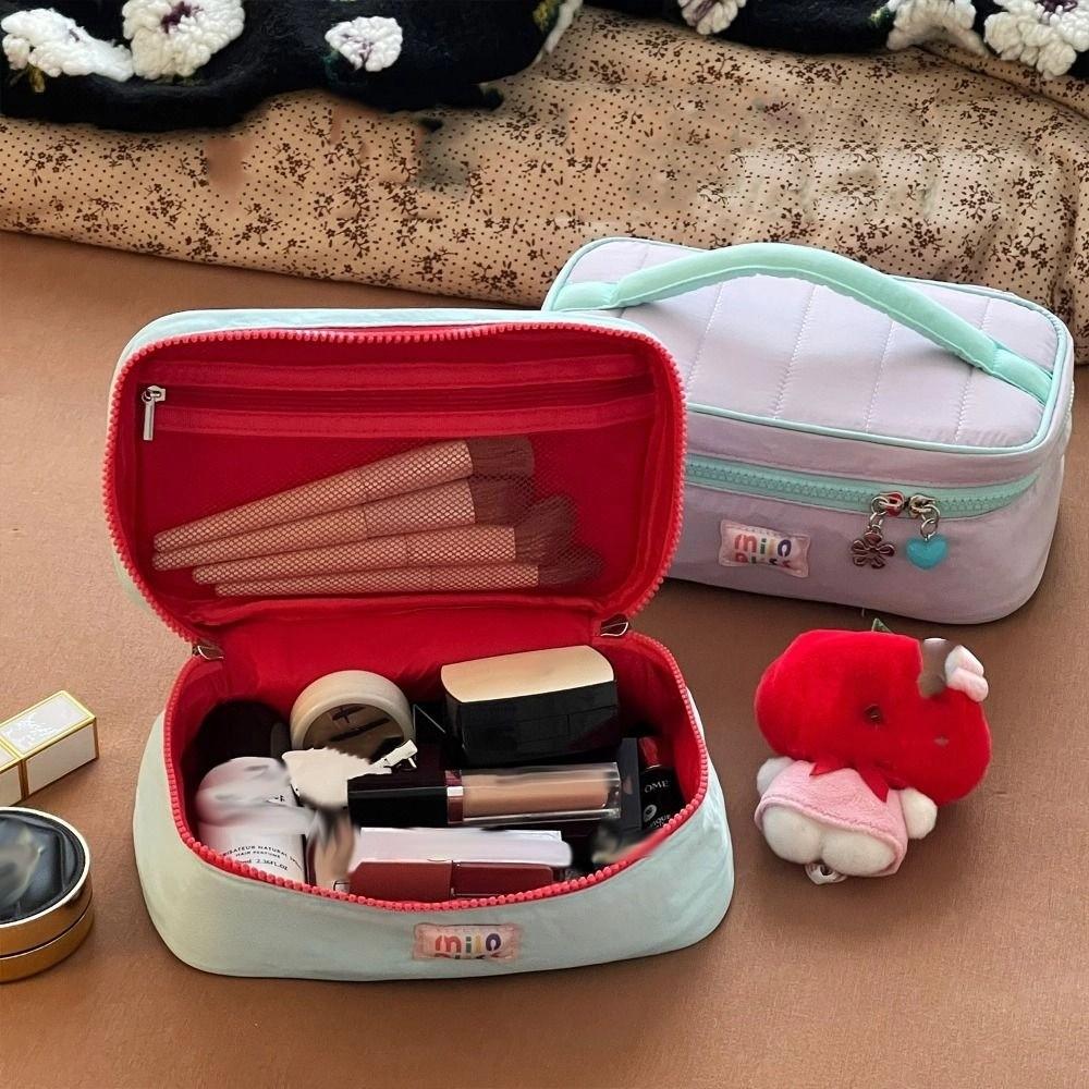 Handbag Contrast Color Cosmetic Bag Macaron Color Toiletries Bag Sweet Fresh Makeup Bags  Student