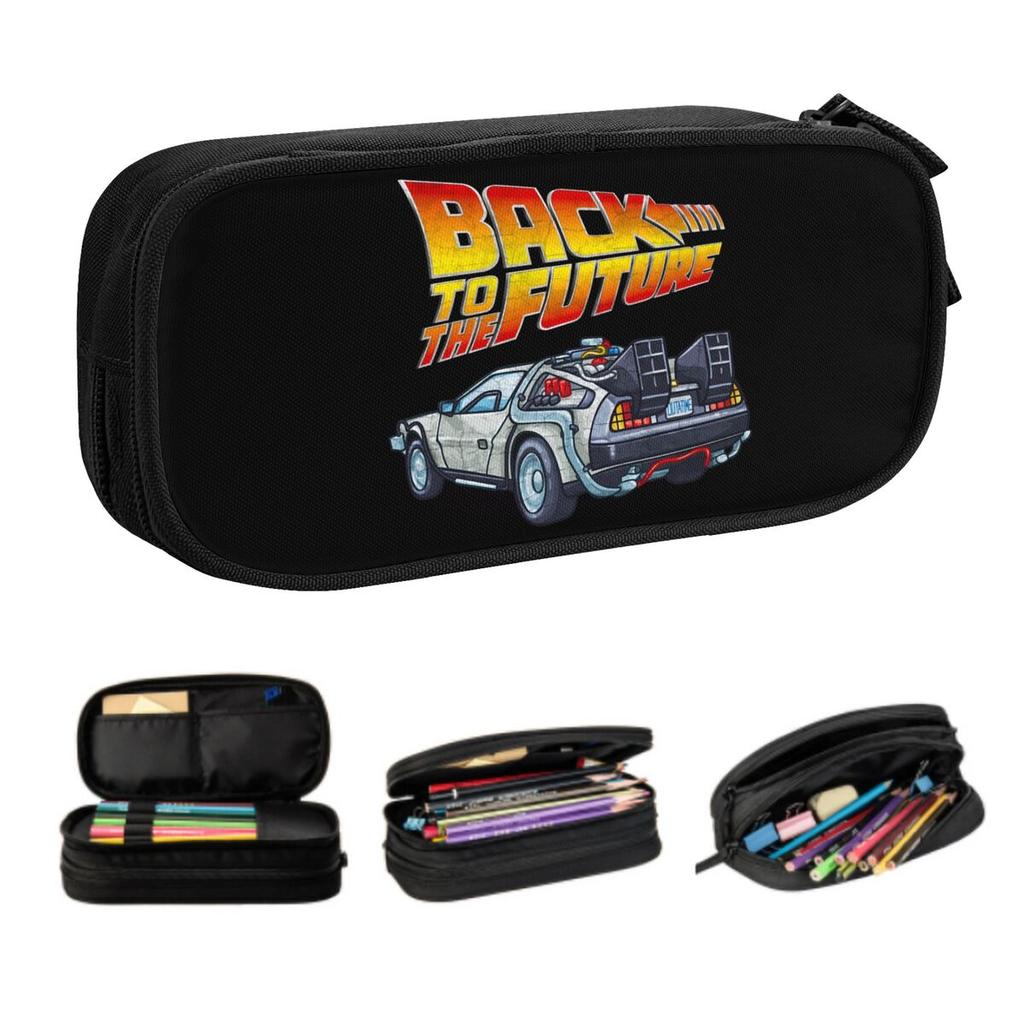 Custom Kawaii Back To The Future Pencil Case for Girls Boys Large Capacity Pencil Pouch School Supplies