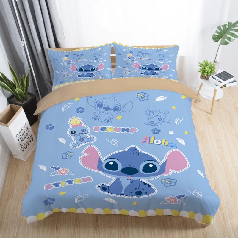 Luxurious 3d Cartoon Stitch Anime Bedding Set With Comforter Cover And Pillowcase