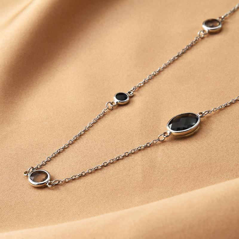 Geometric Crystal Long Sweater Chain Necklace for Women Metal Chain Necklace Fashion Jewelry Gift