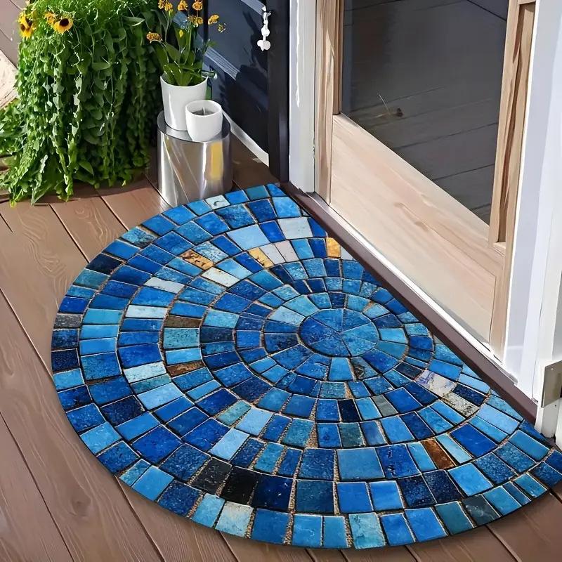 Vintage Evil Eye Semi Circle Doormat Luxury Embossed Pattern Non Slip Entrance Mat Indoor Outdoor Home Decor Rug