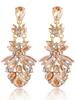 Flower Pattern Alloy Pendant Earrings With Crystal Accents For Women Fashion Jewelry
