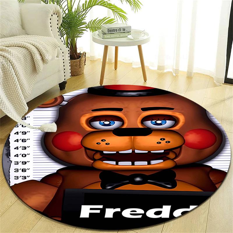 1pc Freddy bear1 Design Printed Area Round Carpet for Bedroom Living Room Home Decor Rugs Mat Non Slip Mat Rug for Bedside
