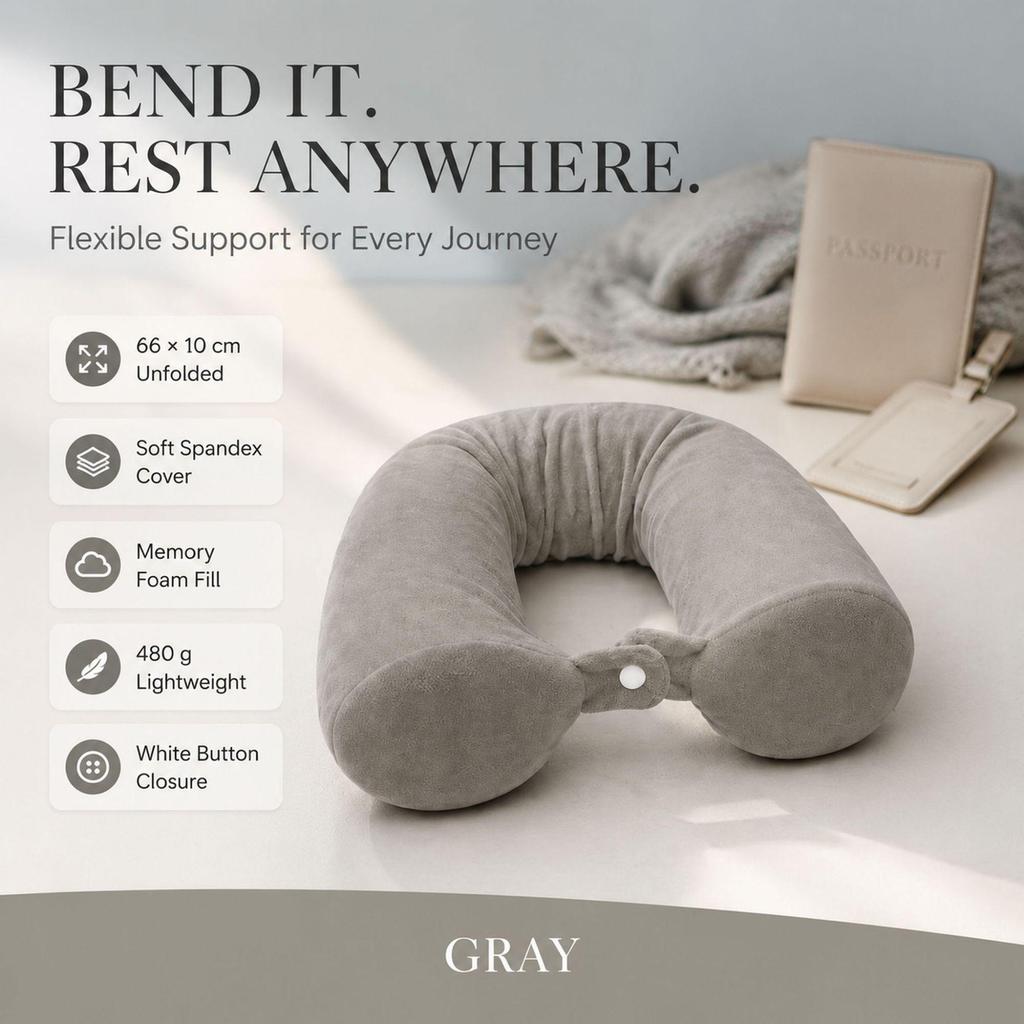 Cross-Border Memory Foam U-Shaped Travel Neck Pillow - Bendable & Slow Rebound for Neck Support