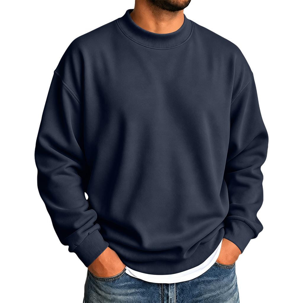 Men's Color Stand Collar Sweatshirt Long Sleeve Casual Pullover