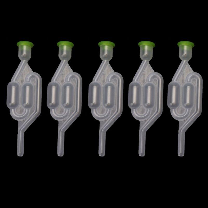 5 Pieces S-Shape Air Lock Twin Bubble Plastic Airlocks Homebrew Fermentation Wine for Valve Reusable Beer Making Tool