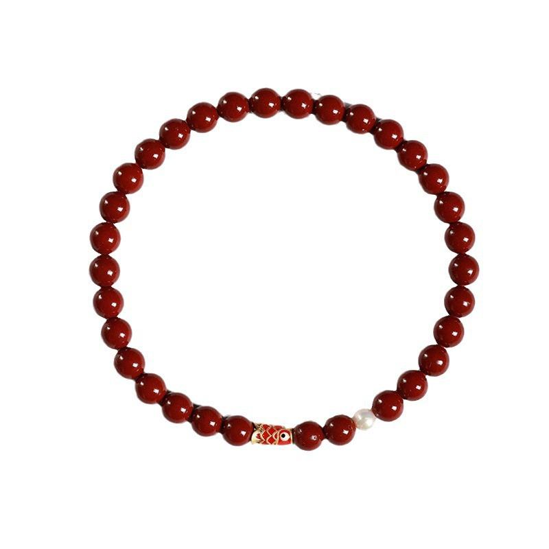 Purple Gold Sand Koi Cinnabar Bracelet - Abundance and Luck Benmingnian Jewelry.