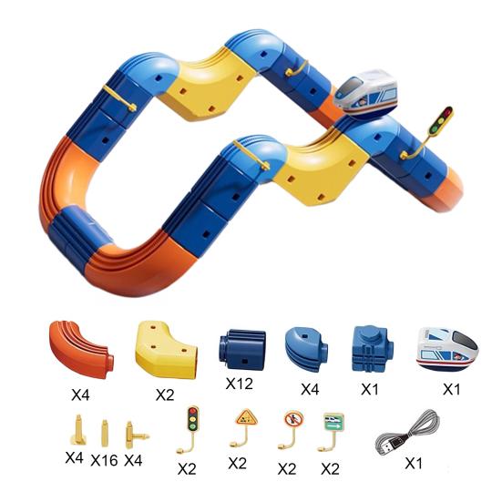 46/56/69 Adet/Set Çocuk Raylı Tren Oyuncakları Kendin Yap Yarış Arabası Küp Ray Yapım Kiti Küçük Çocuklar Erkek Kızlar Elektrikli Tren Ray Montaj Oyuncakları