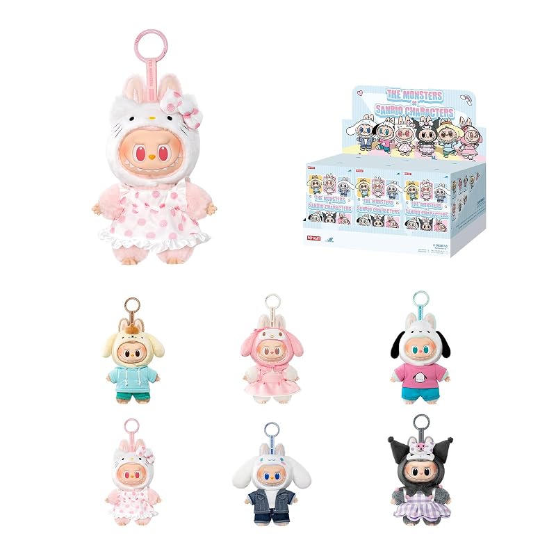 [Официальный магазин POP MART] Плюшевый кулон THE MONSTERS × Персонажи Sanrio [1 шт.] labubu Lovebu Popmart Фигурка-игрушка из слепого бокса Gacha Gacha Пластик