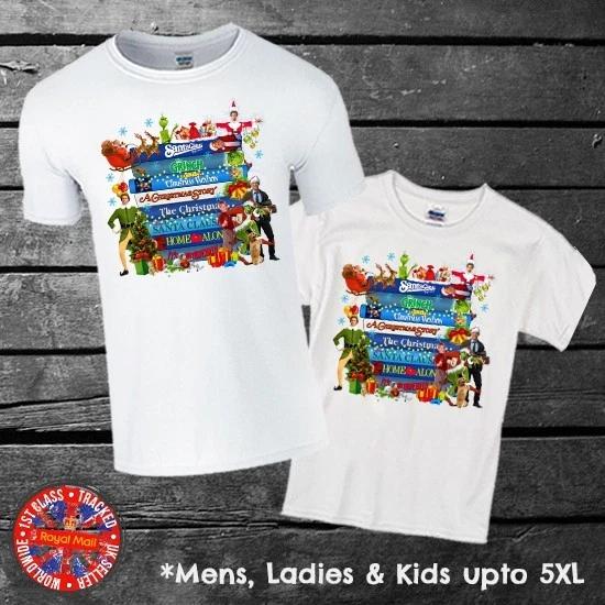Christmas Movie Classics T-shirt Mens Ladies Kids M