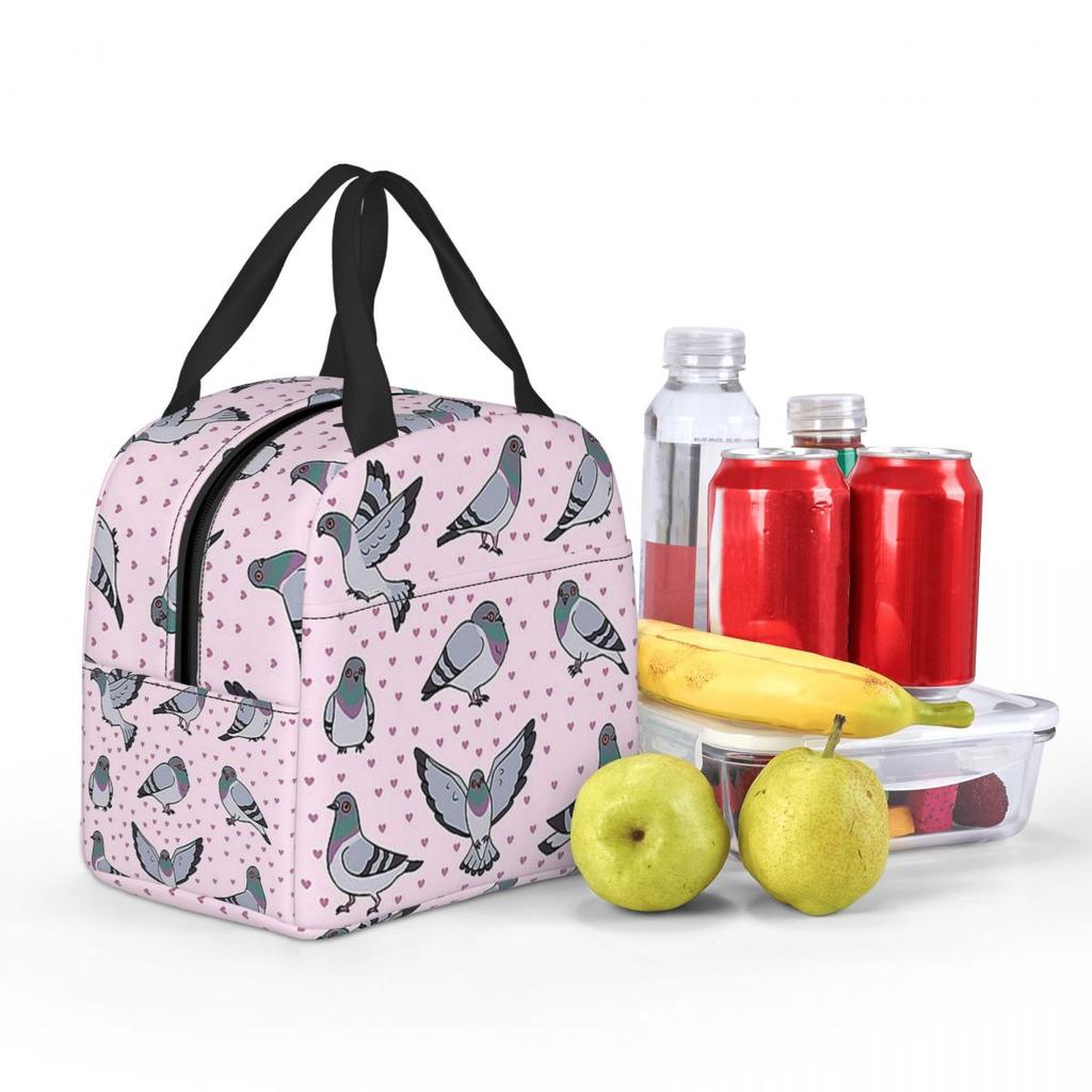 Cute Cartoon Pigeons Pack Insulated Lunch Bag for Women Children Portable Food Boxes Thermal Lunch Box Tote