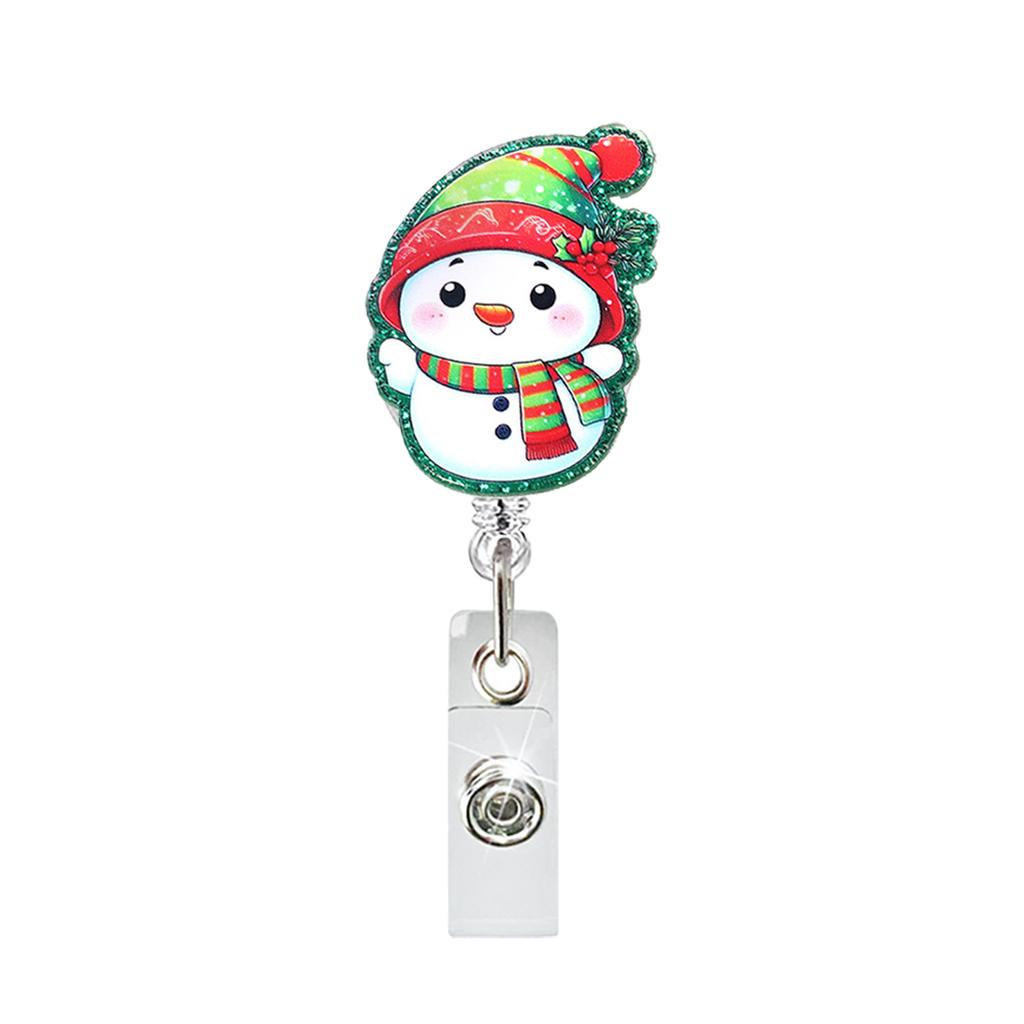 Christmas Badge Holder Sturdy Glitter Acrylic Badge Reel Pink Santa Badge Holder Funny For Hospitals Office Exhibitions