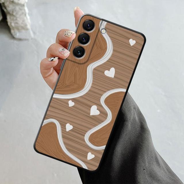Pouzdro na telefon Samsung Galaxy S23 S22 S21 S20 Fe Ultra S10 S9 S8 Plus Note 20ultra 10plus Fashion Brown Love Wood Grain Texture