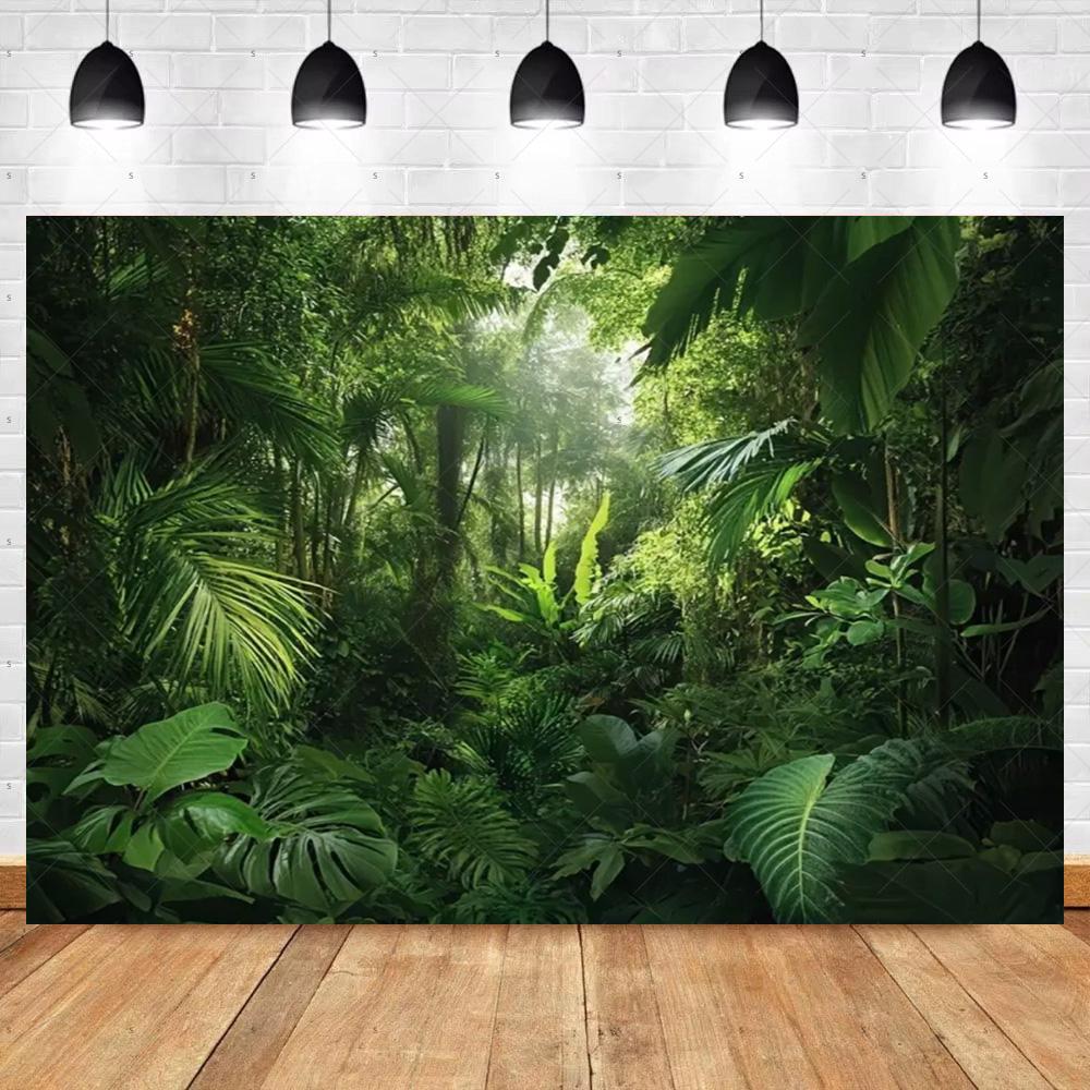 Tropical Rainforest Photography Backdrop Forest Jungle Green Tree Background Natural Scenery Party Decoration Photo Studio Prop