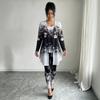European and American Style 1116 New Gradient Print Cardigan Set Women's Fashion Casual Three-Piece Set