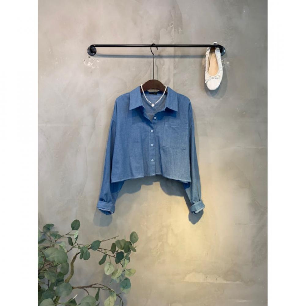 C S In The Room Men CodIng poCket Crop Denim Shirt 2Color