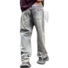 European and American high street vibe pants men and women design sense rough edge ripped beggar jeans straight loose wide leg trousers