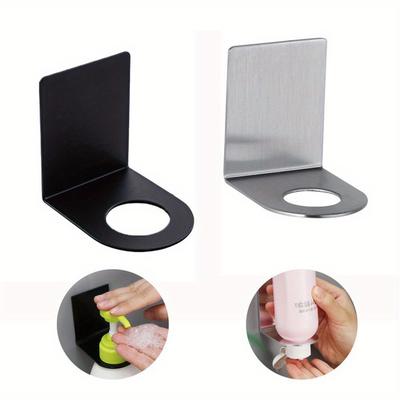 1pc Wall Mounted Soap Bottle Holder Free of Punch Metal Hook Stainless Steel Bottle Hanger Stand Traceless Kitchen Supplies