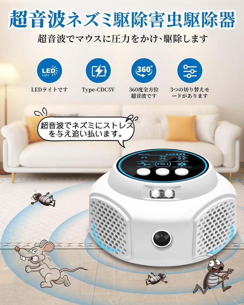 Ultraschall Maus- und Schädlingsbekämpfungsgerät mit und Effektivem 350 qm Elektromagnetische Ultraschall-Druckwelle Nacht Geeignet für Wohnen und Beinhaltet