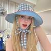 Plaid Fisherman's Hat Dual-Style Reversible Wear Wide Brim Sun Hats With Chin Strap Cute Pastel Plaid Beach Hat For Outdoor Trav