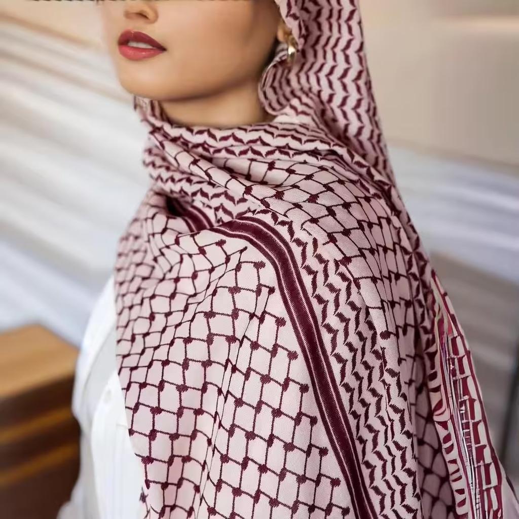 Arab Chiffon Scarf Women Muslim Hijab Islamic Scarves Shawl Printed Arab Long Prayer Scarf Breathable Uae Plaid Long Scarf