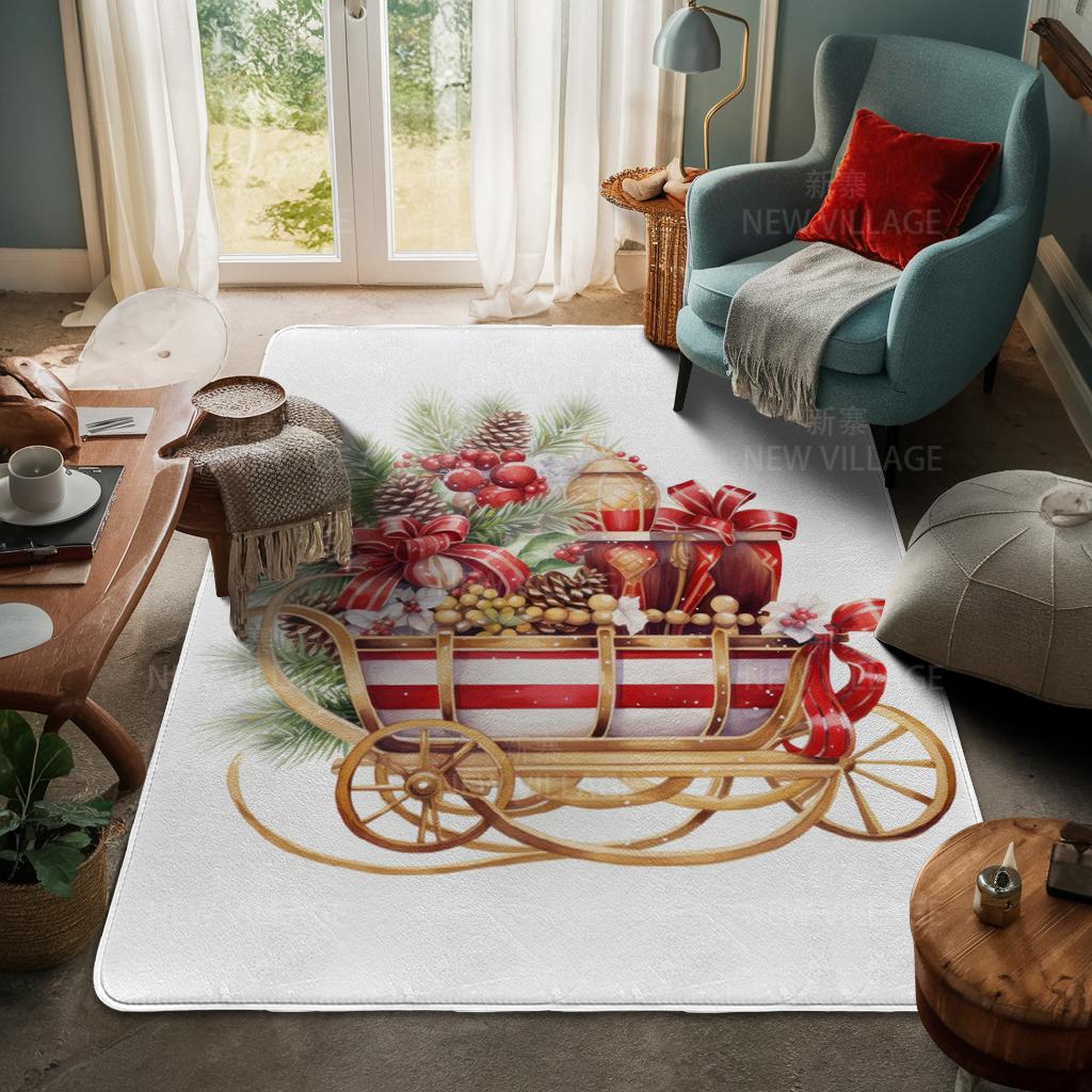 House Entrance Carpet Home Door Mat Living Room Bath Foot Bathroom Non-slip Water Absorption Rugs Bath Merry Christmas Winter