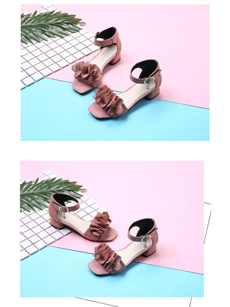 Summer 2024 Girls' High Heel Korean Style Sandals – Roman Princess Shoes for Little and Big Kids
