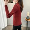 Large-sized Women's Semi-high-neck Warm Sweater for Autumn and Winter with Cut-out Stripe Knitted Pullover