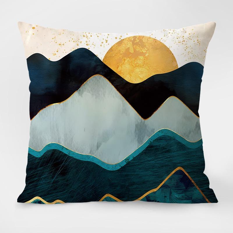 Chinese Style Mountain Pattern Decorative Pillowcase Living Room Bedroom Square Cushion Pillowcase