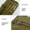 1pc Olive Green Canvas Rolling Art Brush Holder with 16 Slots Artist Brush Organizer for Watercolor Calligraphy Brushes Portable Paint Brush Holder