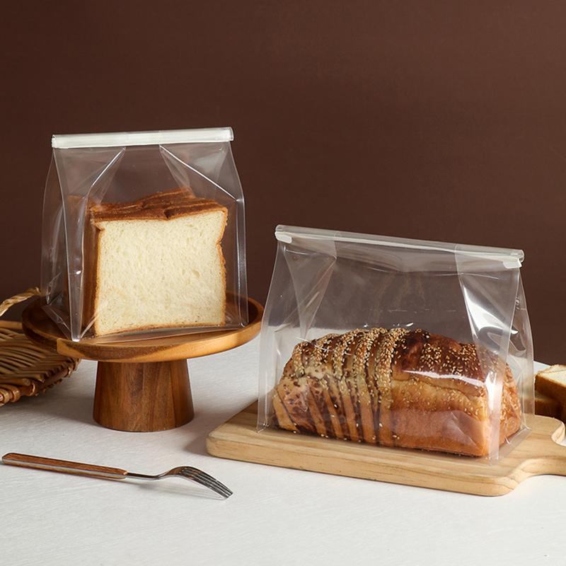 10pcs Toast Bakery Bag With Clear Window Bread Packaging Bags Curling Wire Sealing Avoid Oil Baking Takeaway Food Cake Package