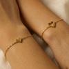 Adjustable Hollow Heart Matching Couple Bracelets, Minimal Alloy Fashion Wristband Romantic Valentine Day Gift For Lovers Daily