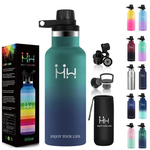 KollyKolla 500ml Stainless Steel Water Bottle, Seamless Design, Large Capacity, Easy to Clean, Suitable for Bicycles, Thermoses, Coffee, Carbonated Wa