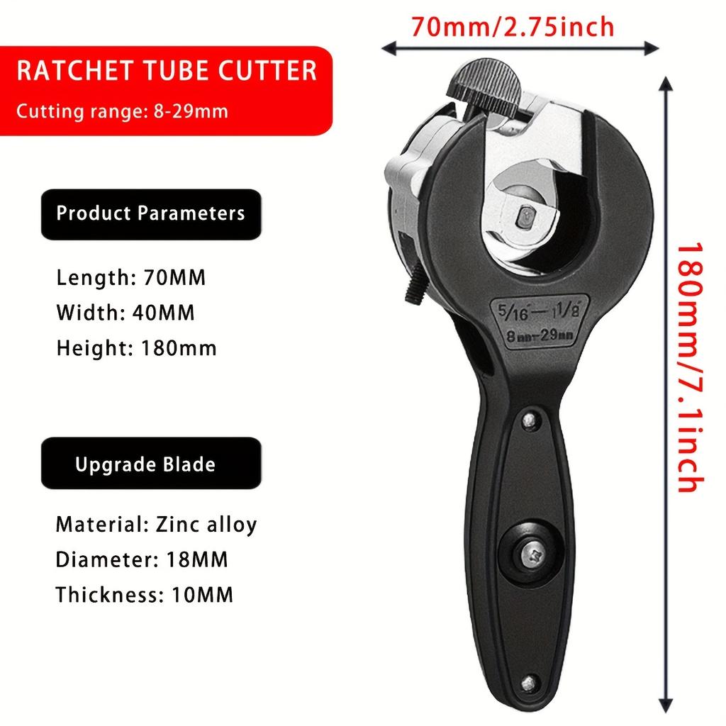 Ratcheting Tubing Cutter - 2 In 1 Tube Cutter - Ratcheting Tubing Cutter Tool for Copper, PVC and Metal Pipes