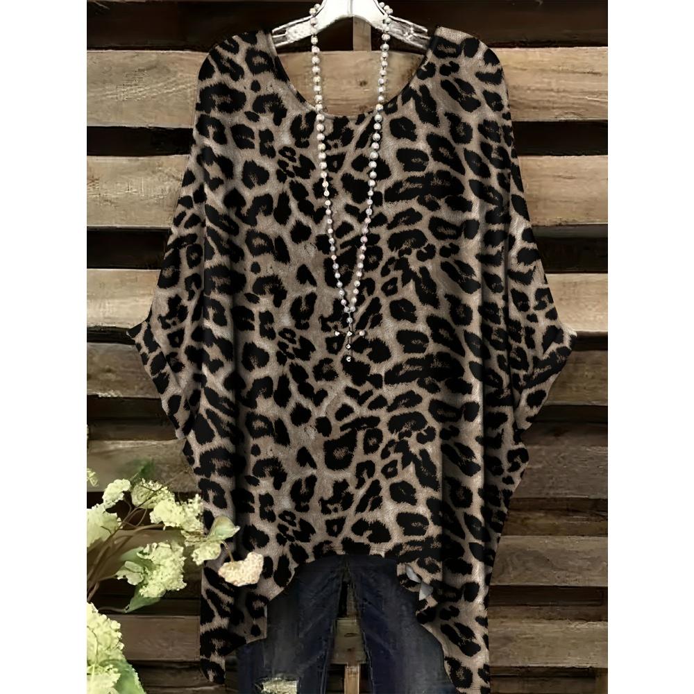 Damska Koszulka z Nadrukiem Zwierzęcym Modny Top do Formalnych Okazji Można Prać w Pralce Codzienny Damski T-shirt z Krótkim Rękawem Wygodne Vintage Odzież