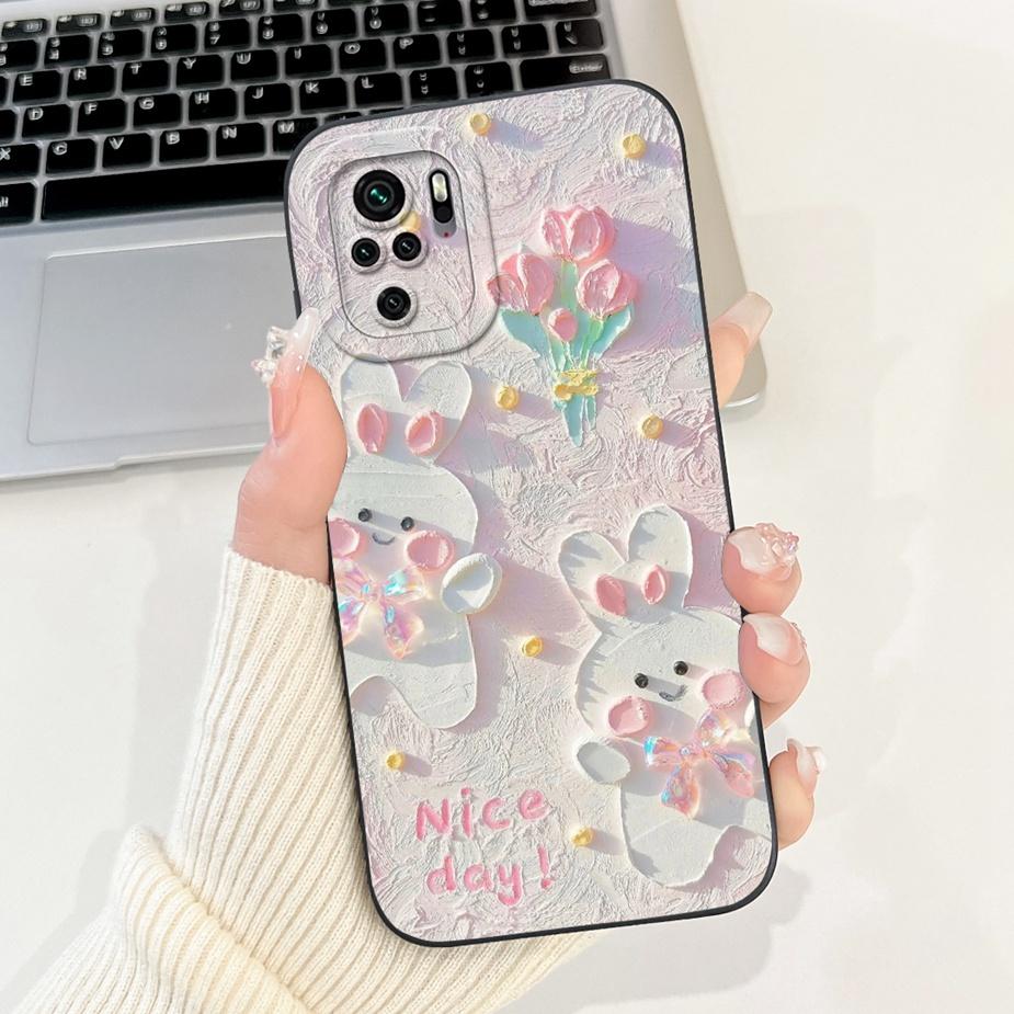 For Xiaomi Redmi Note 10 4G Case Note 10S Cute Rabbit Cartoon Back Cover Soft Silicone Phone Case For Redmi Note 10 Pro Max Bags