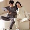 Women's Cute Cartoon Couple's Pajamas Set - Spring/Autumn Long Sleeve Round Neck Pure Cotton Home Wear
