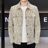 ROMON Men's Striped Lapel Casual Jacket