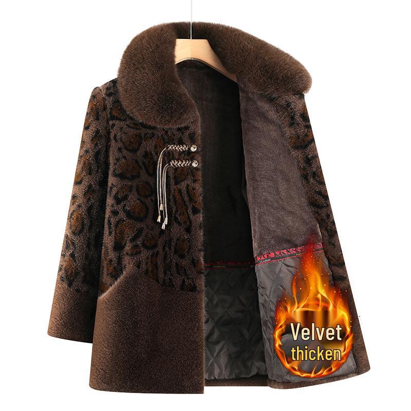 

Grandma s Winter Down Jacket with Fur Collar - Cozy, Thickened Cotton for Middle-Aged & Elderly Women XL (For 90-105 jin) кавовий