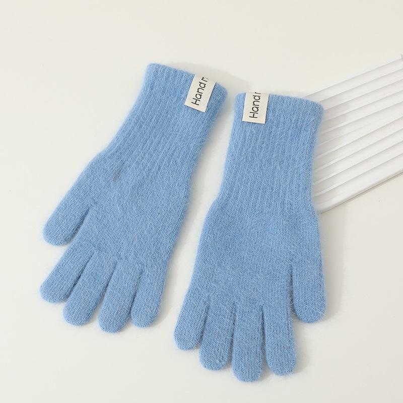 Winter Solid Color Knitted Gloves Full Fingered Stretchy Warm Gloves For Cold Weather Girls Men Women And Teens Winter Mittens