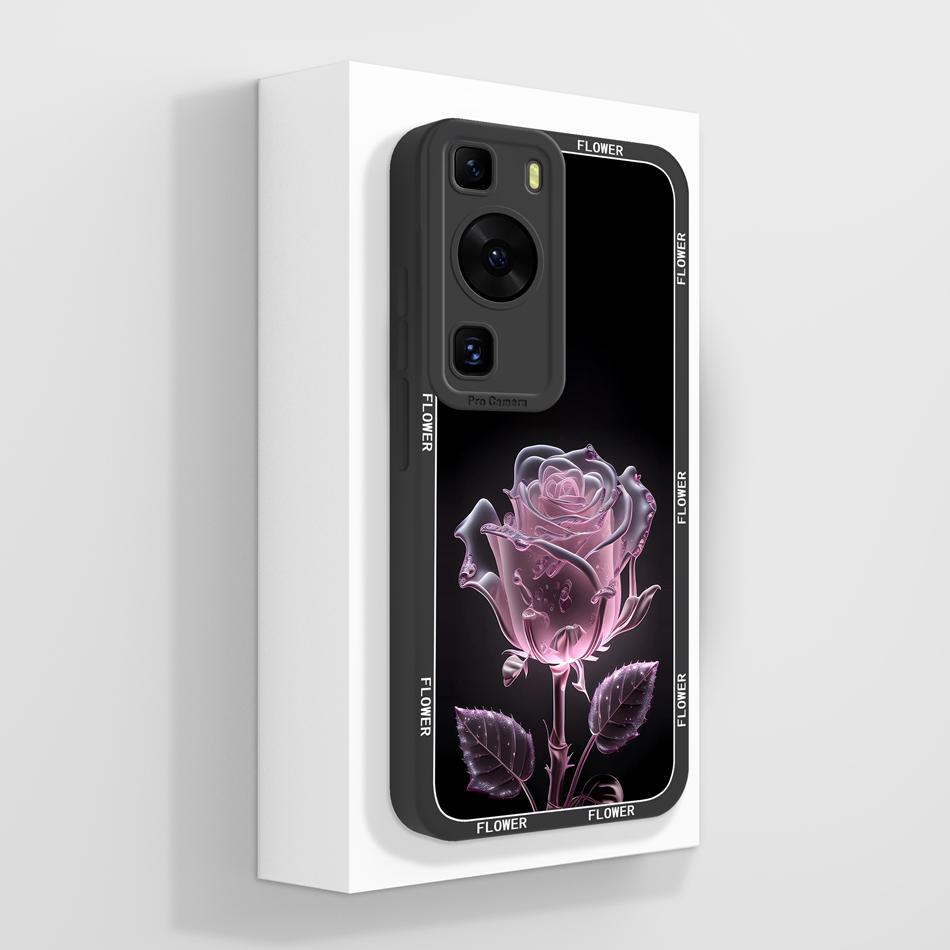 For Huawei P60 Pro Art Case Butterfly Rose Soft Liquid Silicone Cover For Huawei P 60 Art P60Pro Anti Drop Protective Bumper
