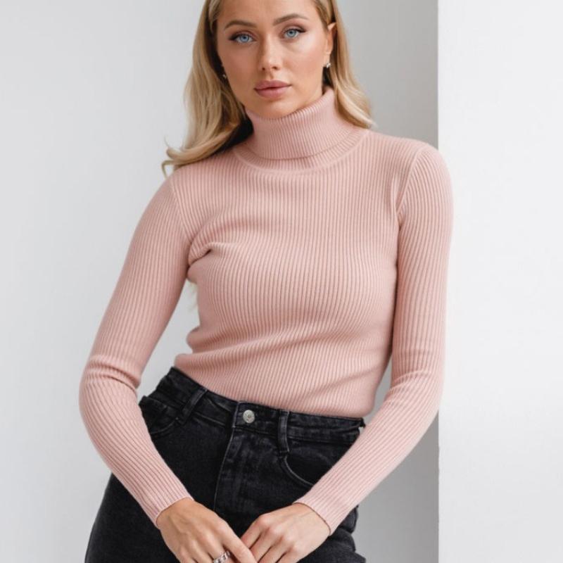 Herbst Langarm Pullover Frauen Pullover 2023 Winter Solide Stricken Rollkragen Pullover Damen Mode Lässige Strickwaren Frau 28758