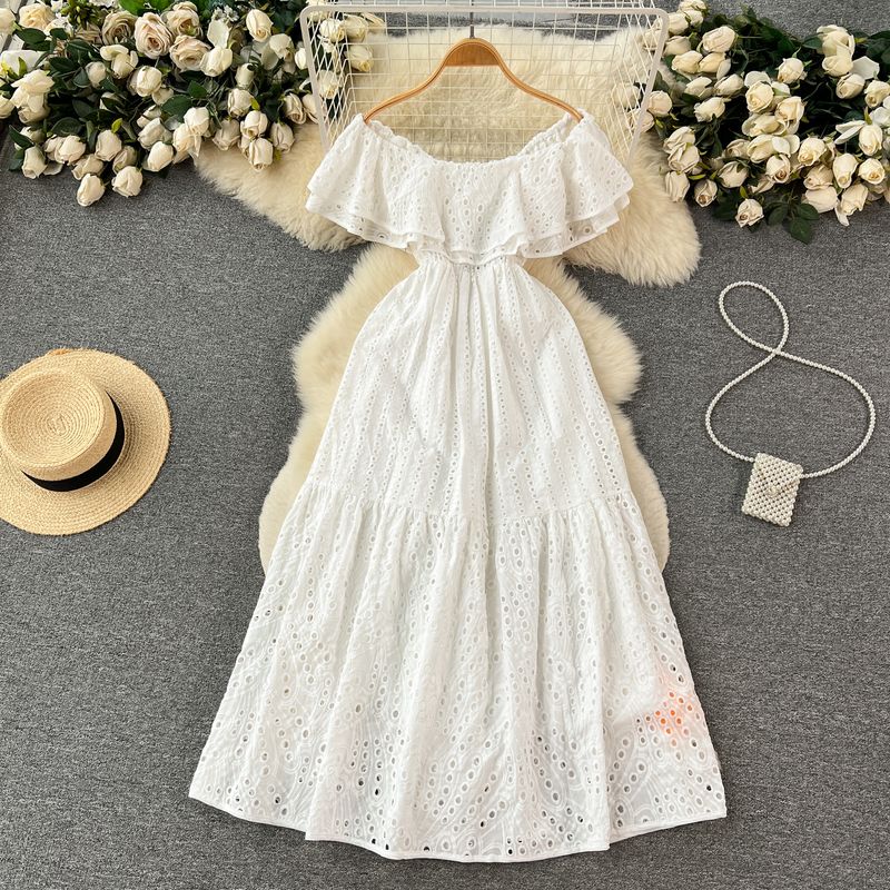 Strapless Sexy off-Neck French Embroidery Dress