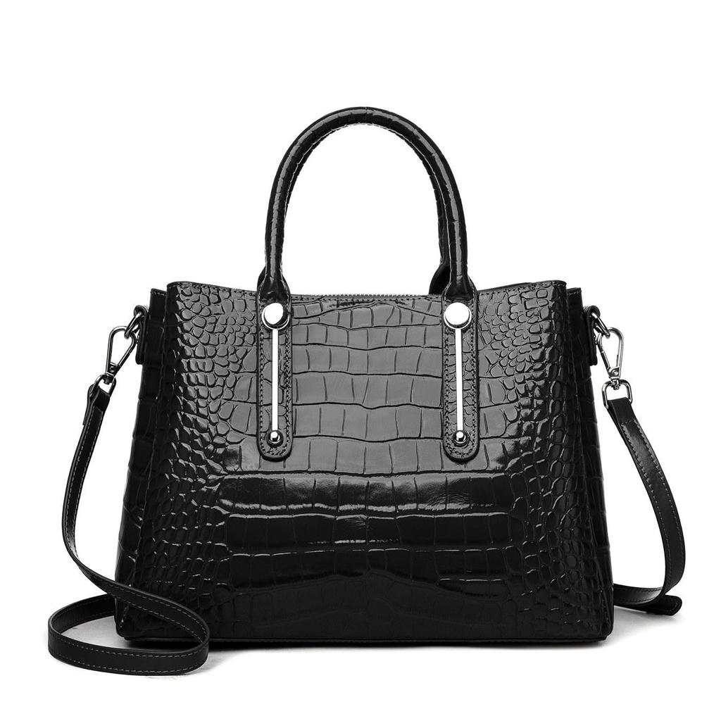 Elegant Brown Croco-Embossed Cowhide Tote Bag – Stylish & Practical for Everyday Use
