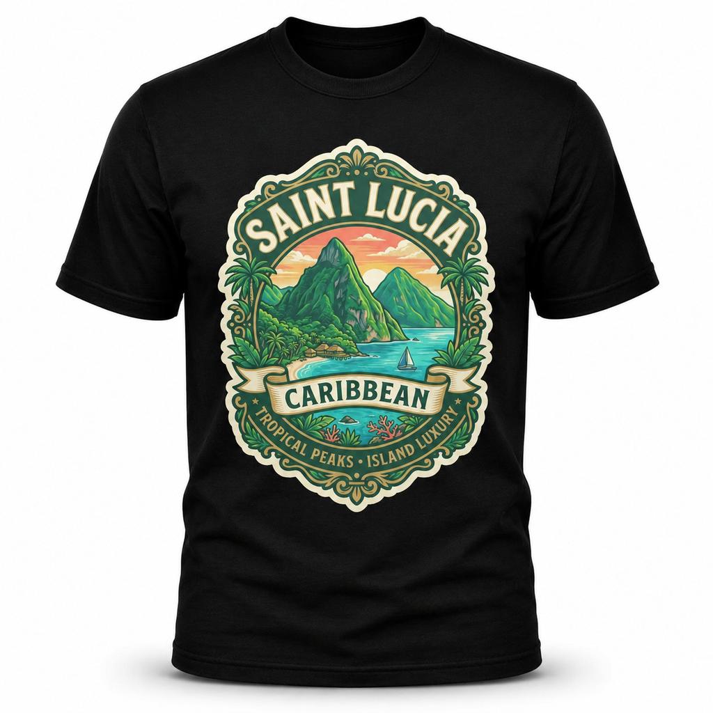 Saint Lucia Caribbean Pitons Graphic T-Shirt Unisex Travel Tee