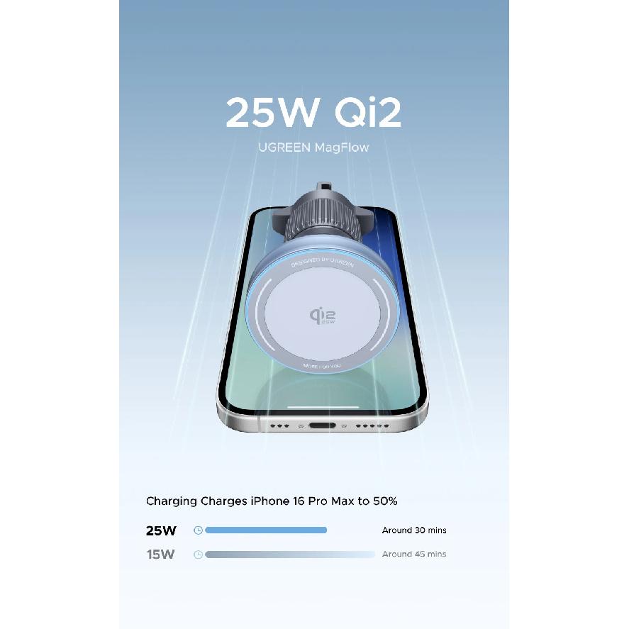 UGREEN Qi2 25W 15W Magnetic Car Phone Holder Wireless Charger Stand For iPhone 17 16 15 Pro Max Charging for Magsafe Car Charger