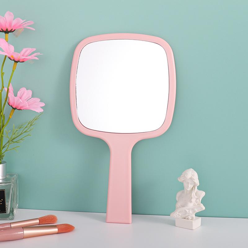 Portable HD Handheld Makeup Mirror with Logo 23*13 Large Spade Mirror розовый