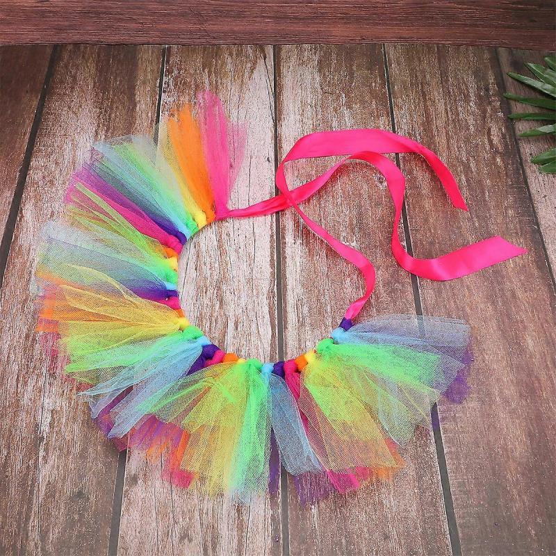 Pet Clothes Dog Gauze Skirt Rainbow Color Dress with 1Pcs Party Tutu